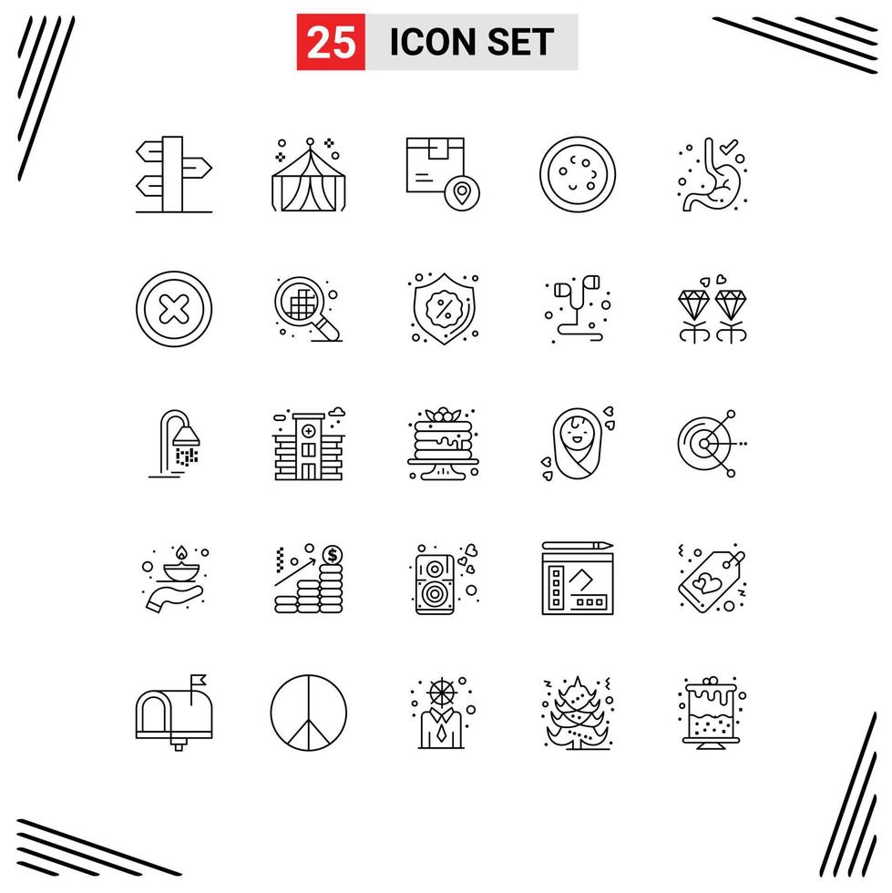 Set of 25 Modern UI Icons Symbols Signs for laboratory biology tent bacteria placeholder Editable Vector Design Elements