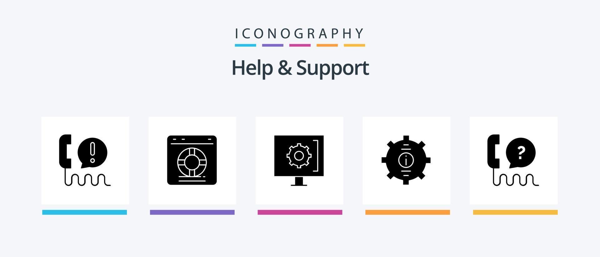 Help And Support Glyph 5 Icon Pack Including interface. customer. protection. support. help. Creative Icons Design vector