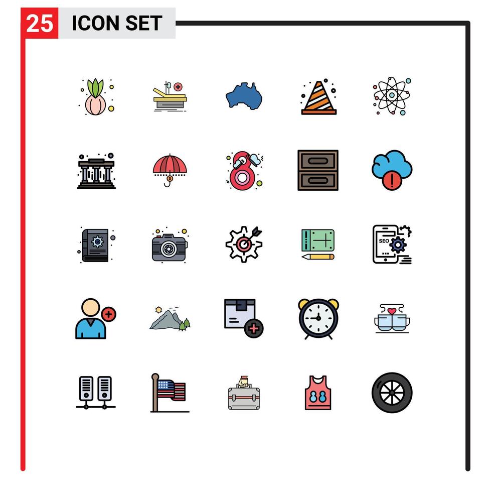 Stock Vector Icon Pack of 25 Line Signs and Symbols for atom road country buoy attention Editable Vector Design Elements
