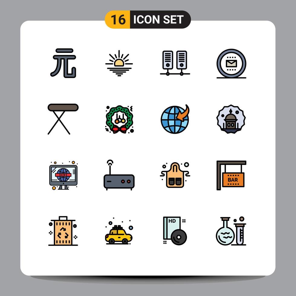 16 Creative Icons Modern Signs and Symbols of iron appliances data work office Editable Creative Vector Design Elements