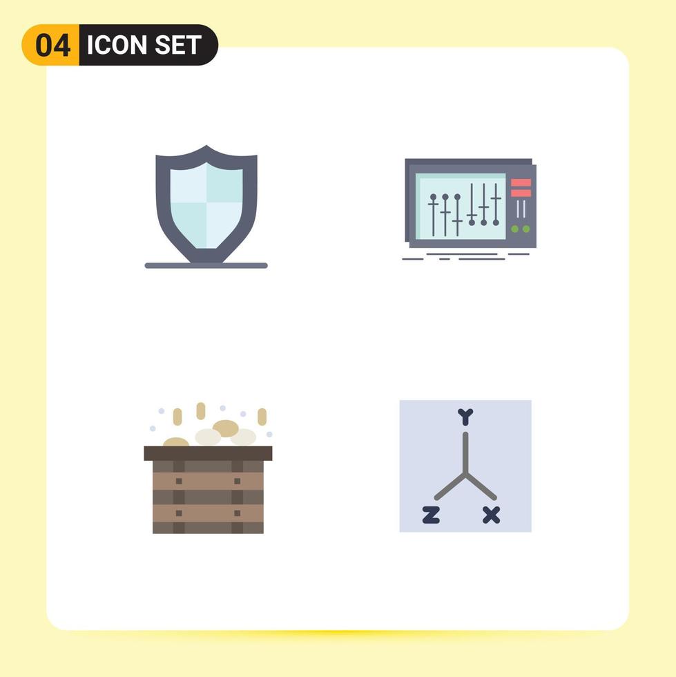 4 Flat Icon concept for Websites Mobile and Apps internet studio security dj sauna Editable Vector Design Elements