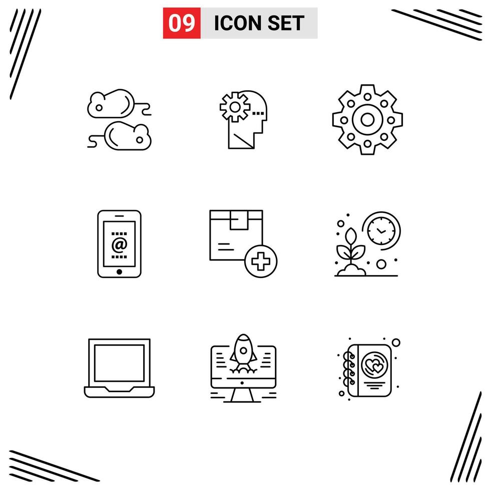 Set of 9 Commercial Outlines pack for logistic box mechanical add id Editable Vector Design Elements