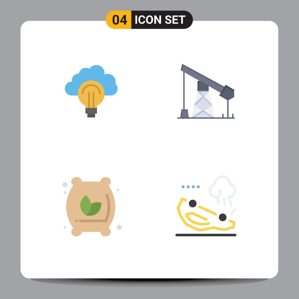 paquete de iconos planos de 4 símbolos universales de la industria del enfoque de la harina de la idea elementos de diseño vectorial editables del saco de harina vector