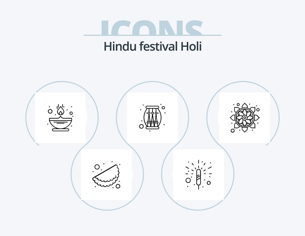 holi line icon pack 5 diseño de iconos. altavoz. fiesta. fiesta. música. gracias vector