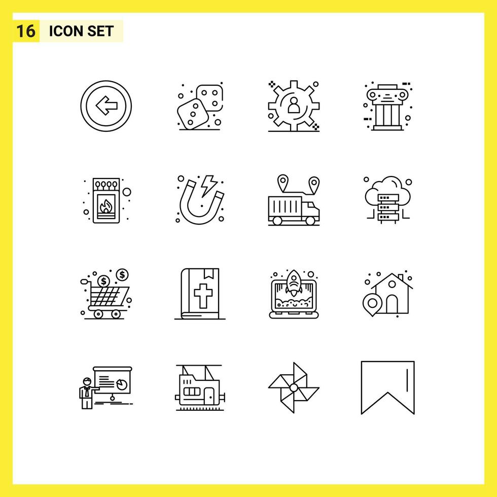 Modern Set of 16 Outlines Pictograph of box column play ancient greek Editable Vector Design Elements
