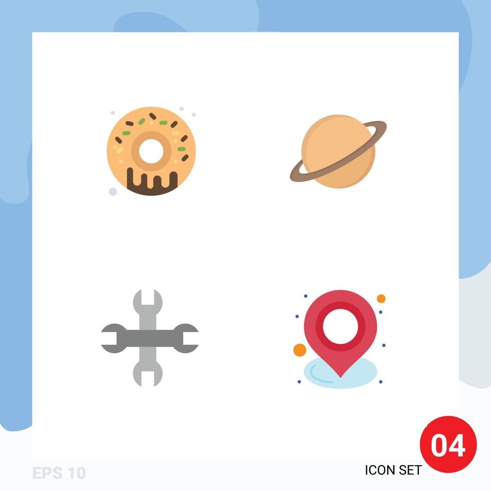 4 concepto de icono plano para sitios web móviles y aplicaciones herramienta de alimentos titular de la bandera del planeta elementos de diseño vectorial editables vector
