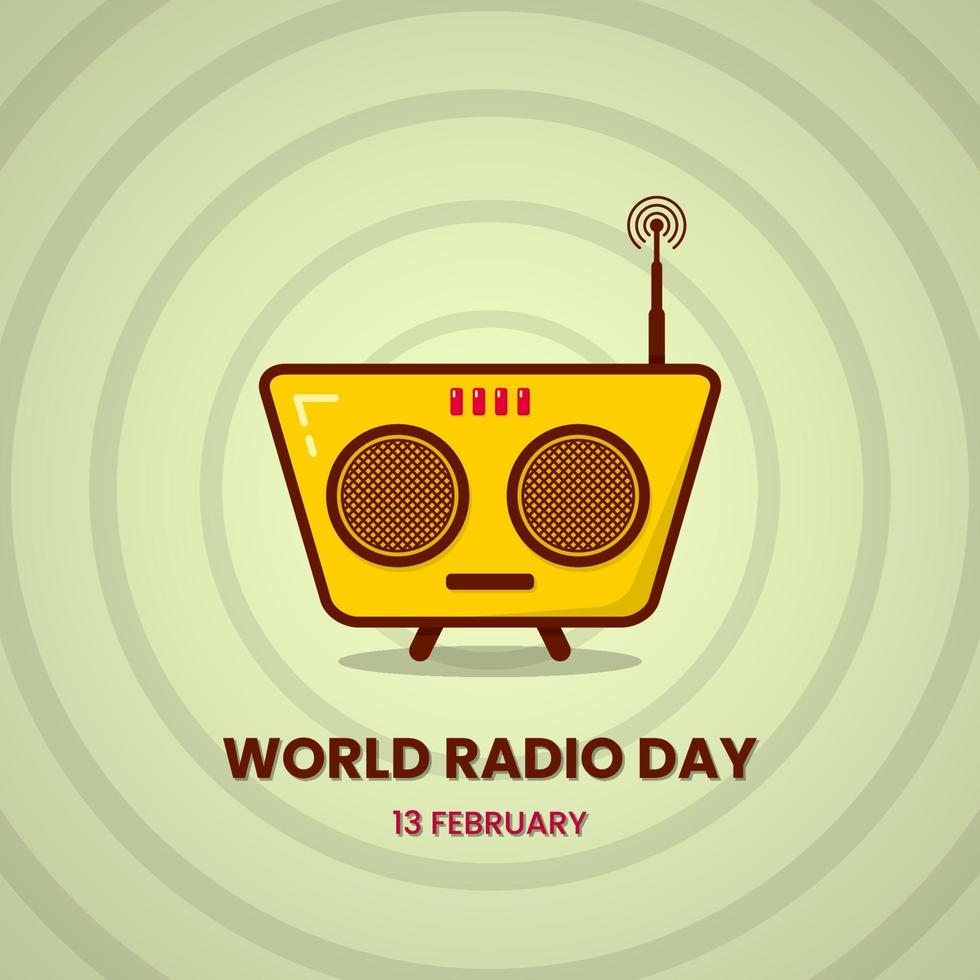 templete de diseño del día mundial de la radio. concepto simple, retro y mínimo, utilizado para icono, símbolo, signo o tarjeta de felicitación vector