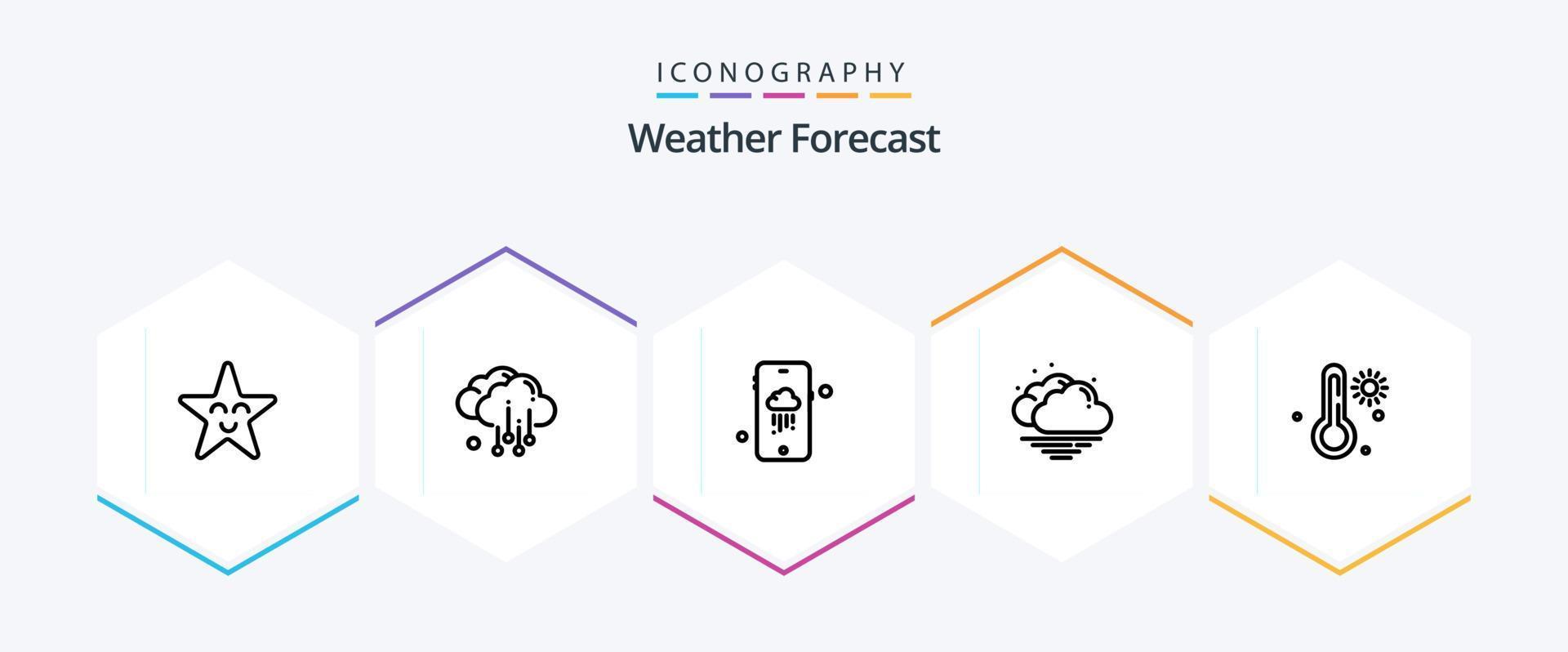 Weather 25 Line icon pack including . . rainy. weather. hot vector