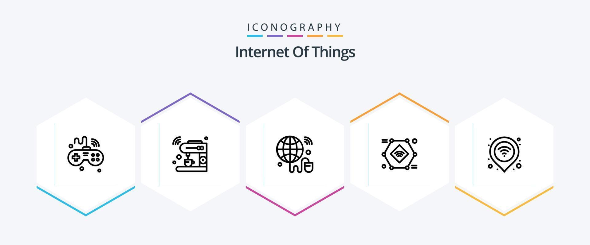 Internet Of Things 25 Line icon pack including smart camera. iot. machine. internet of things. wifi vector