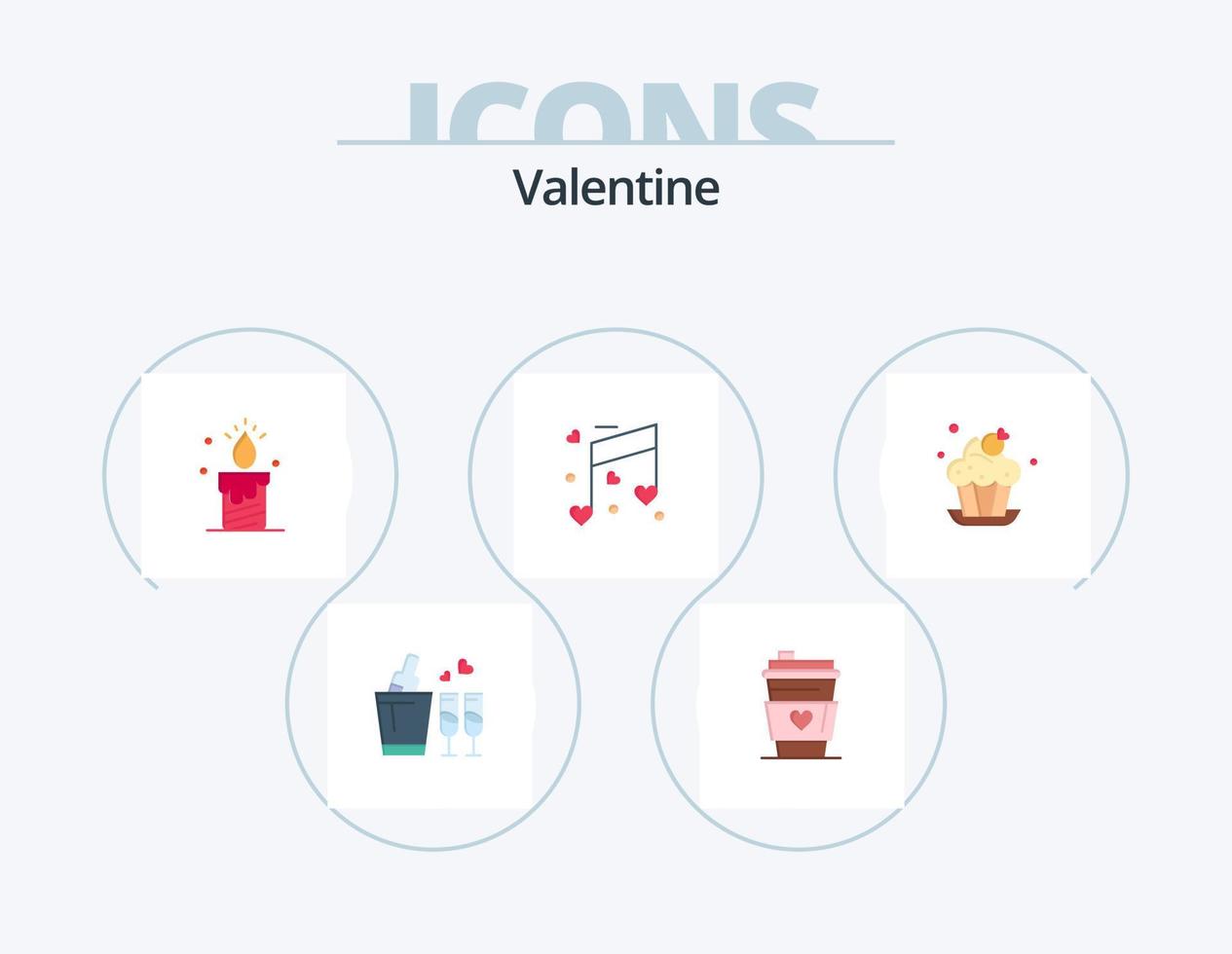 paquete de iconos planos de san valentín 5 diseño de iconos. ligero. amar. vidrio. día. enamorado vector
