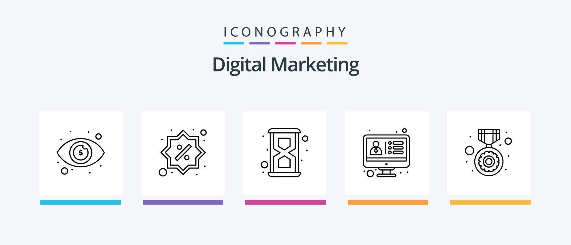 Digital Marketing Line 5 Icon Pack Including servers. search. rating. management. glass. Creative Icons Design vector