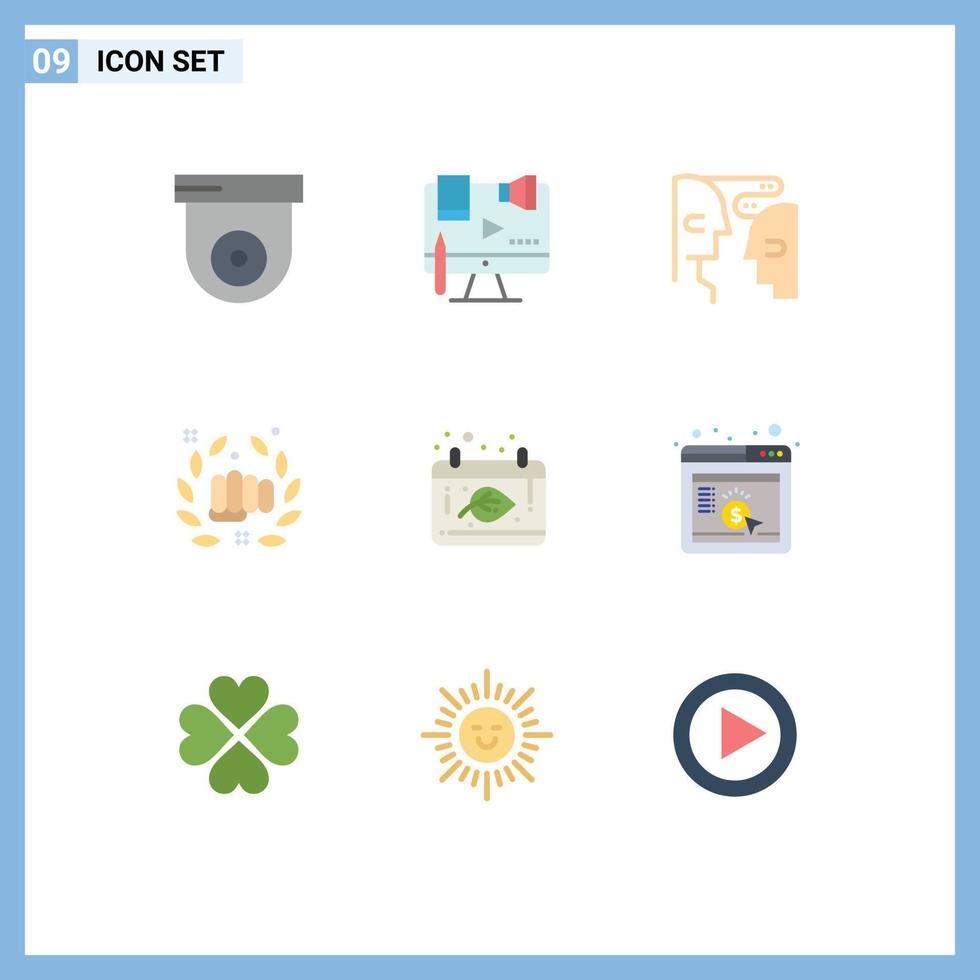 9 Flat Color concept for Websites Mobile and Apps autumn hand brain punch boxing Editable Vector Design Elements