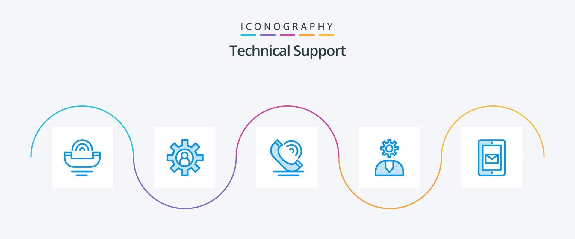 soporte técnico azul 5 paquete de iconos que incluye soporte. ayudar. apoyo. cliente. servicios vector