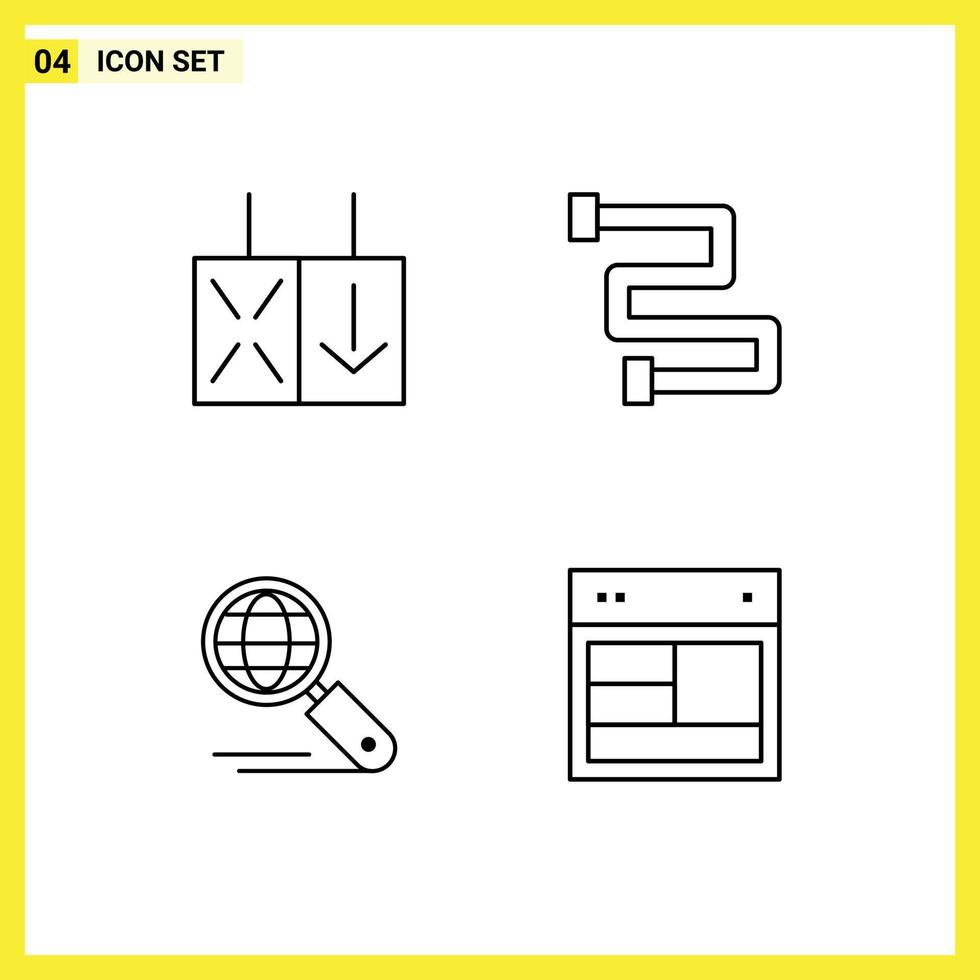 4 Thematic Vector Filledline Flat Colors and Editable Symbols of light seo bathroom globe layout Editable Vector Design Elements