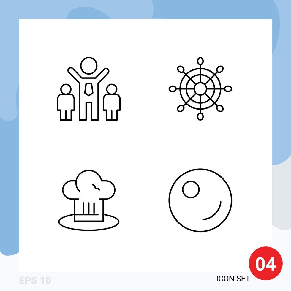 Modern Set of 4 Filledline Flat Colors and symbols such as company cook helm cafe peas Editable Vector Design Elements