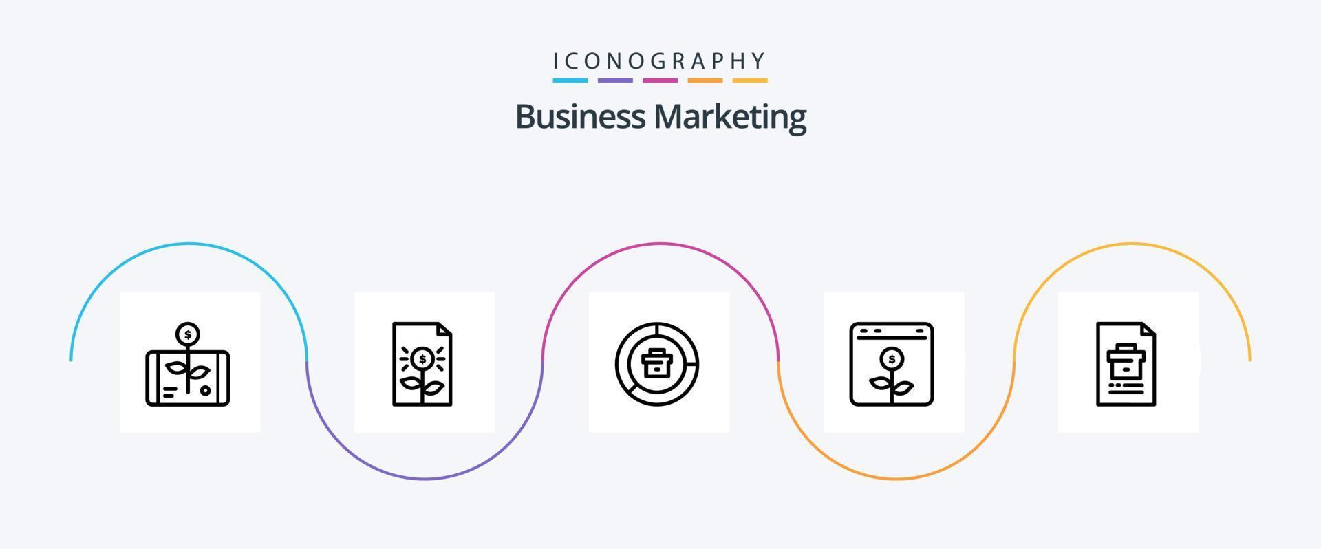 Business Marketing Line 5 Icon Pack Including business. banking. finance. report. data vector