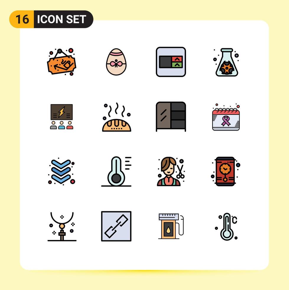 16 Creative Icons Modern Signs and Symbols of group waste egg pollution flask Editable Creative Vector Design Elements