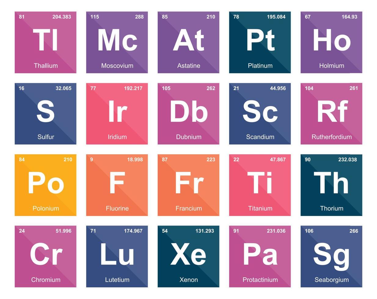 20 Preiodic table of the elements Icon Pack Design vector