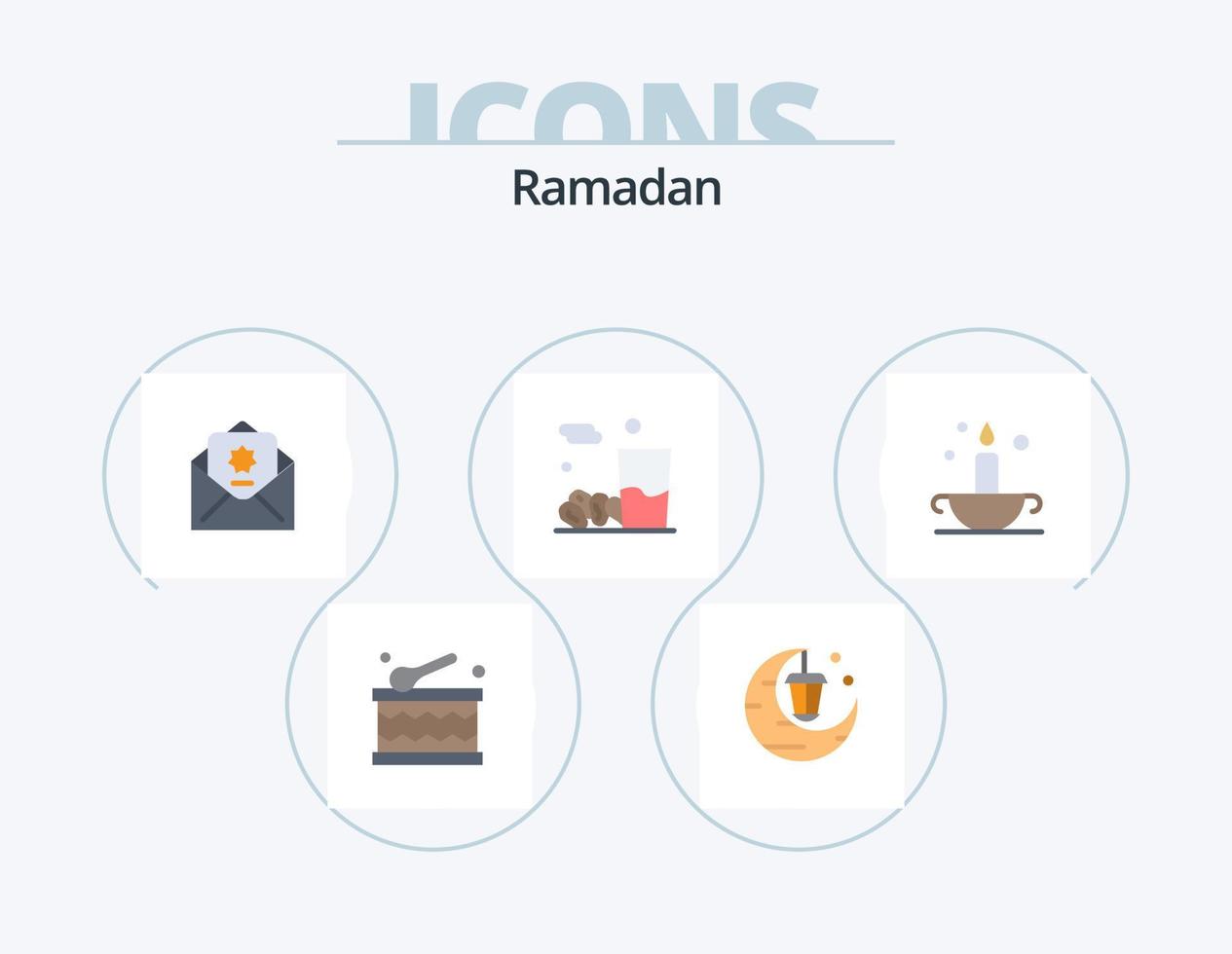 paquete de iconos planos de ramadán 5 diseño de iconos. islam. Aladino. sobre. kareem alimento vector