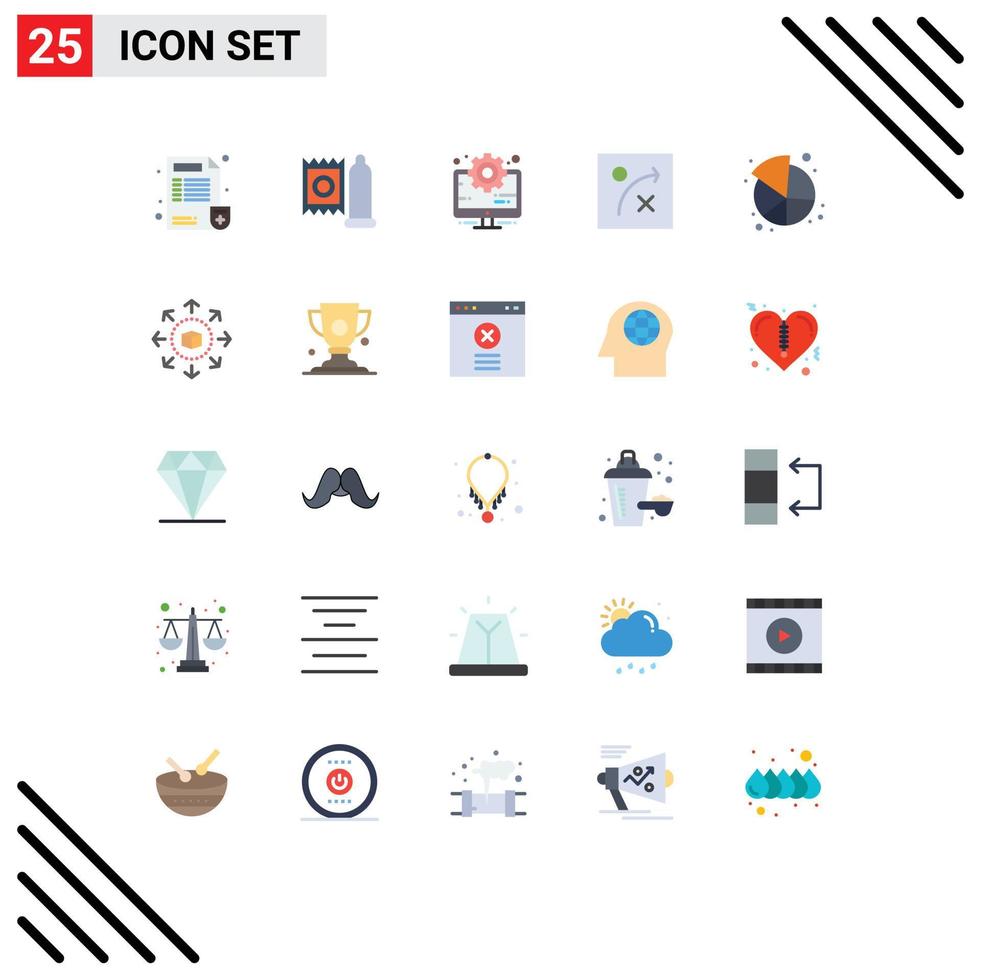 User Interface Pack of 25 Basic Flat Colors of share market business chart algorithm Editable Vector Design Elements