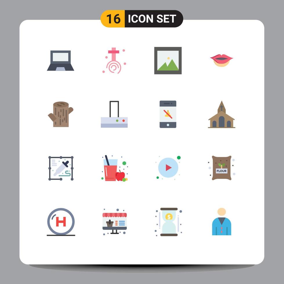 Group of 16 Modern Flat Colors Set for computers image hardware christian picture Editable Pack of Creative Vector Design Elements