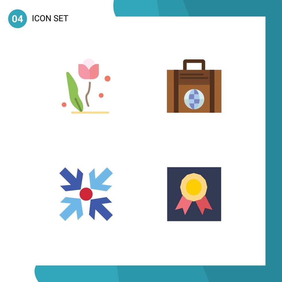 Pack of 4 creative Flat Icons of flora arrows nature investment minimize Editable Vector Design Elements