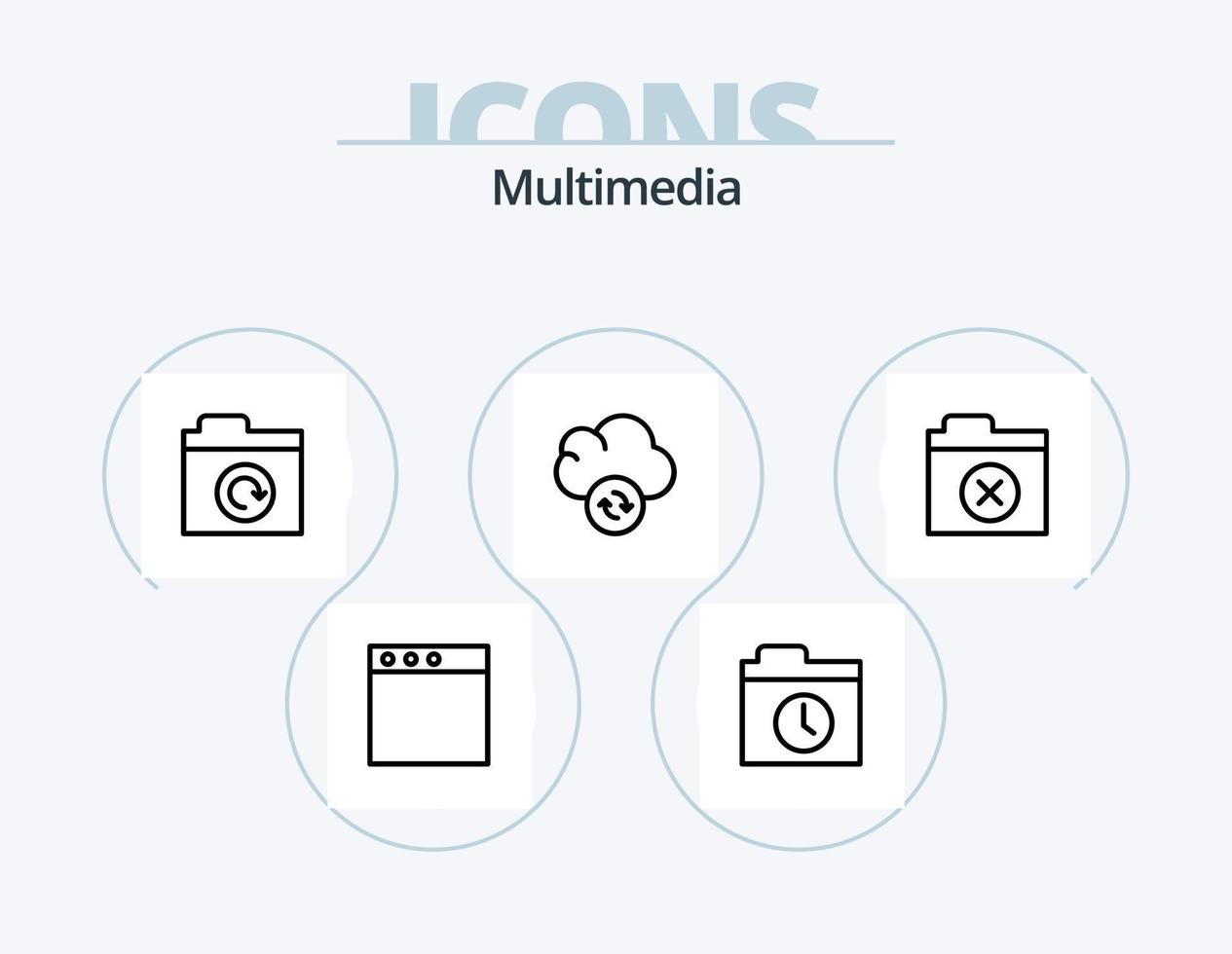 paquete de iconos de línea multimedia 5 diseño de iconos. . cerrar. vector
