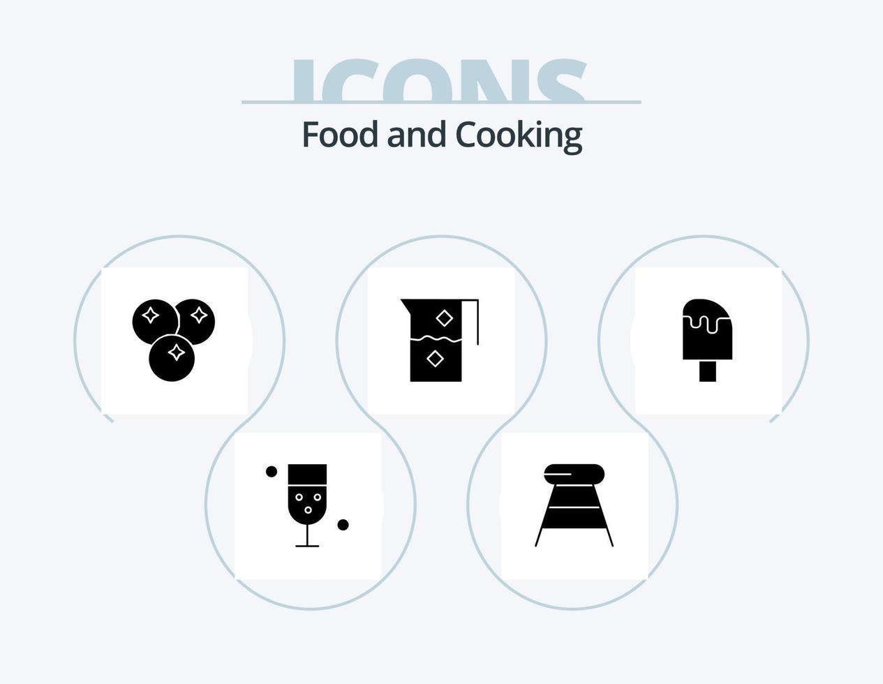 Food Glyph Icon Pack 5 Icon Design. jug. drink. seat. beverage. meal vector