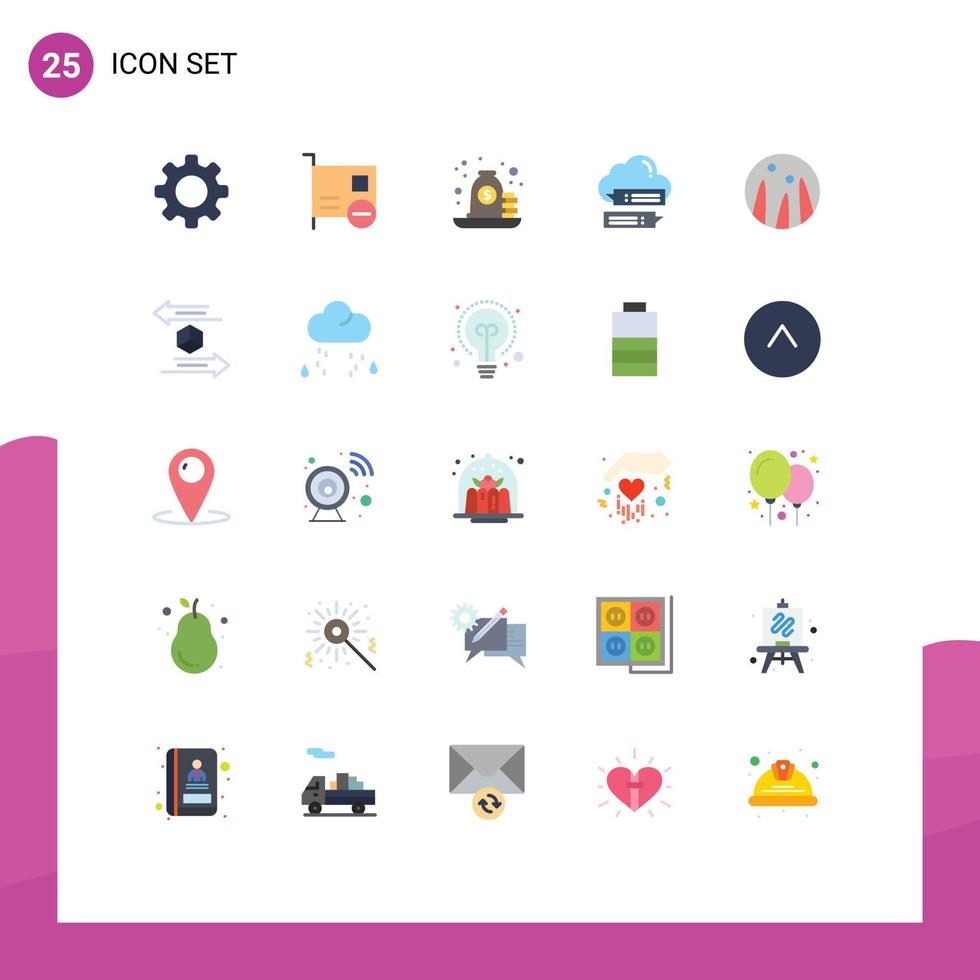 Modern Set of 25 Flat Colors Pictograph of cloud secure pci chat bag Editable Vector Design Elements