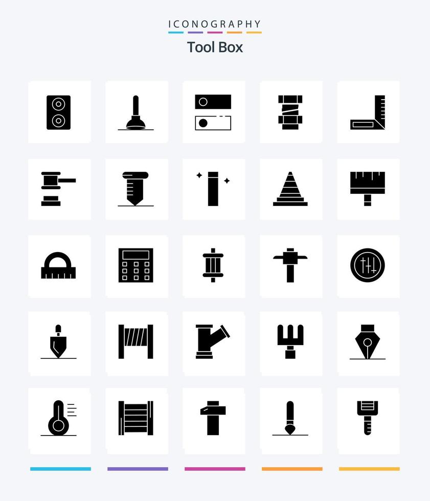 Creative Tools 25 Glyph Solid Black icon pack  Such As tools. repair. carpenter. tools. hammer vector