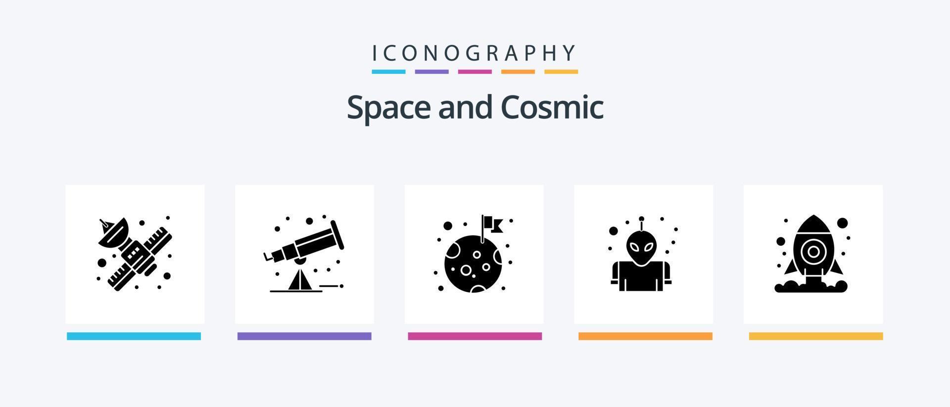 Space Glyph 5 Icon Pack Including space. cosmos. flag. space. alien. Creative Icons Design vector