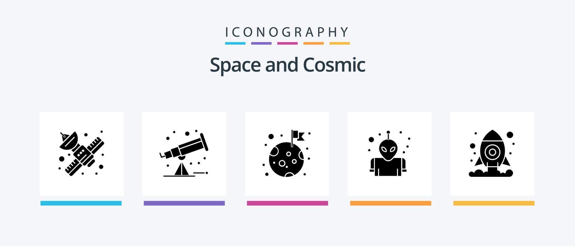 paquete de iconos de glifo espacial 5 que incluye espacio. cosmos. bandera. espacio. extraterrestre. diseño de iconos creativos vector