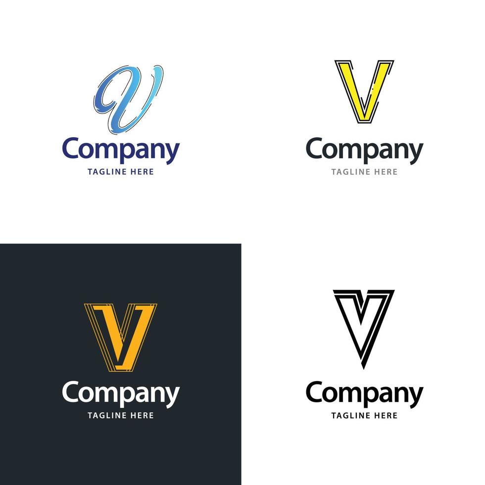 letra v diseño de paquete de logotipos grandes diseño de logotipos modernos y creativos para su negocio vector