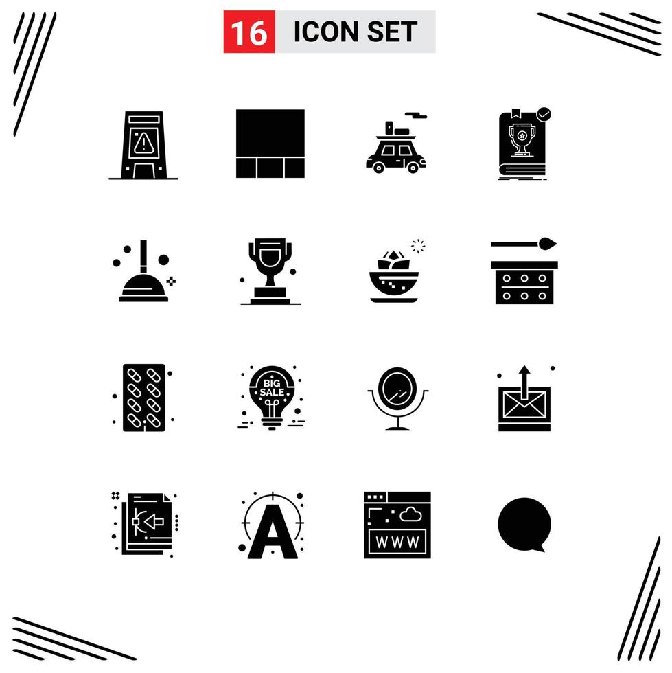 Modern Set of 16 Solid Glyphs and symbols such as improvement rules sports rule dominion Editable Vector Design Elements