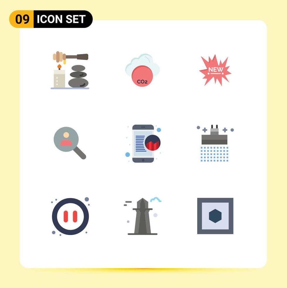 9 Universal Flat Color Signs Symbols of marketing people ecommerce networking browse Editable Vector Design Elements