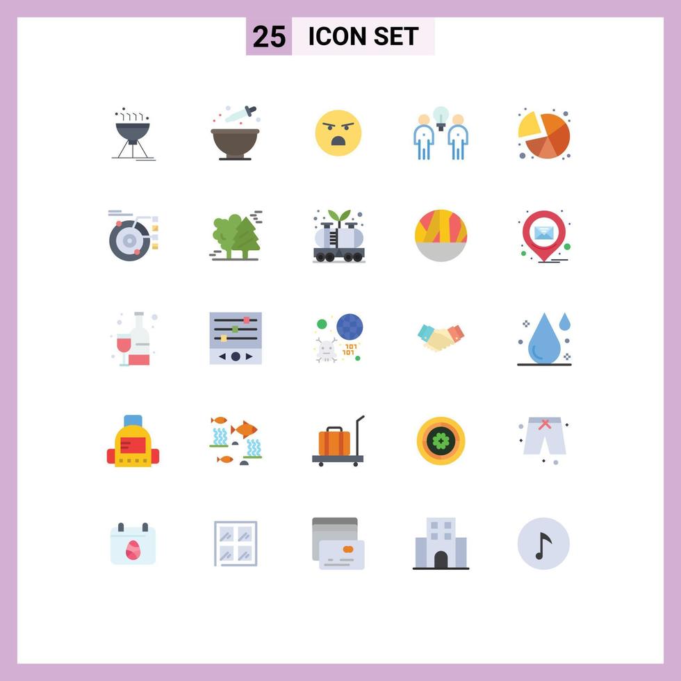 25 Flat Color concept for Websites Mobile and Apps chart team emoji people brainstorm Editable Vector Design Elements