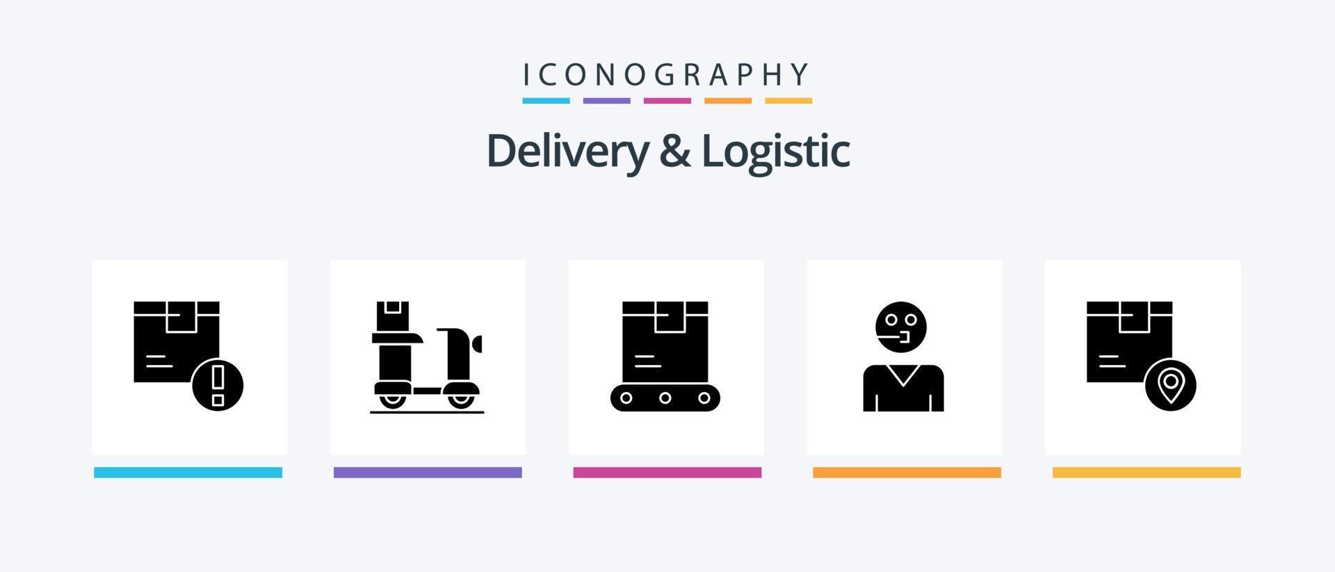 Delivery And Logistic Glyph 5 Icon Pack Including service. avatar. logistic. logistics. Creative Icons Design vector