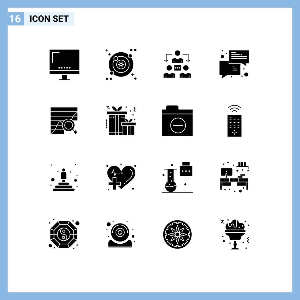 Pack of 16 creative Solid Glyphs of analysis messages connection keynote trade Editable Vector Design Elements