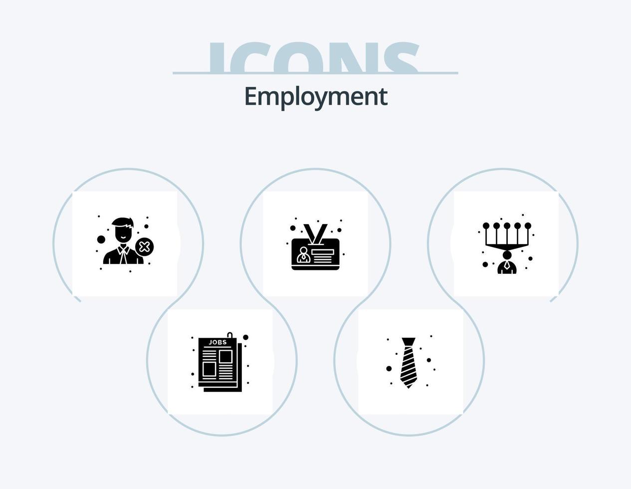 paquete de iconos de glifos de empleo 5 diseño de iconos. personal. tarjeta de identificación. Corbata. empleado. reclutamiento vector