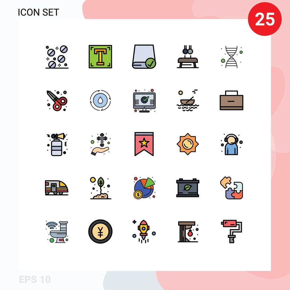 25 User Interface Filled line Flat Color Pack of modern Signs and Symbols of sport gymnastic computers fitness gadget Editable Vector Design Elements