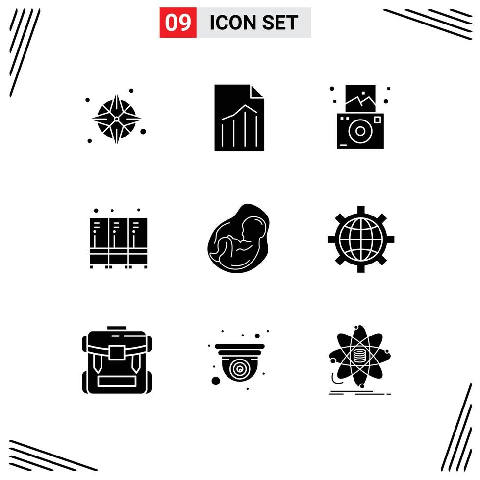 9 Creative Icons Modern Signs and Symbols of pregnancy storage sheet locker security Editable Vector Design Elements