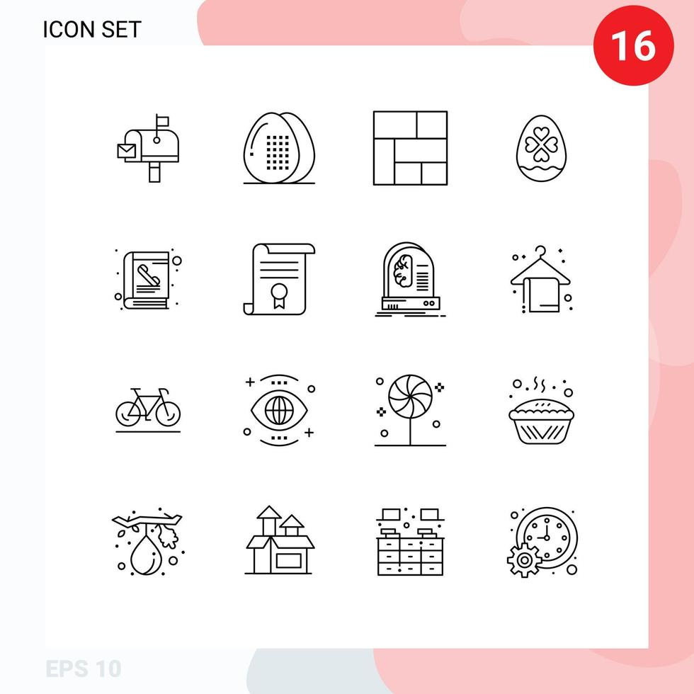 Stock Vector Icon Pack of 16 Line Signs and Symbols for directory easter meal heart egg Editable Vector Design Elements