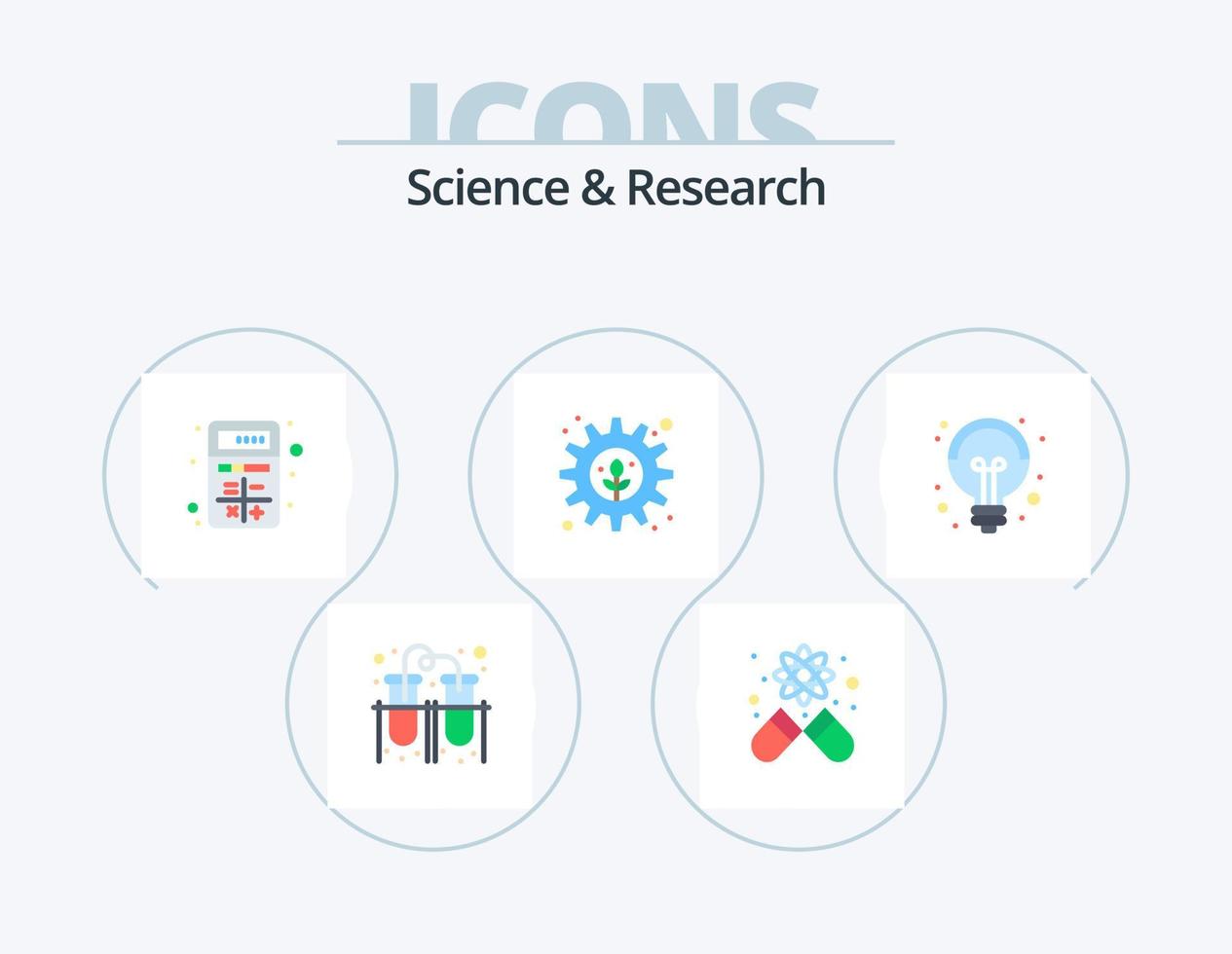 Science Flat Icon Pack 5 Icon Design. science. setting. app. plant. environment vector