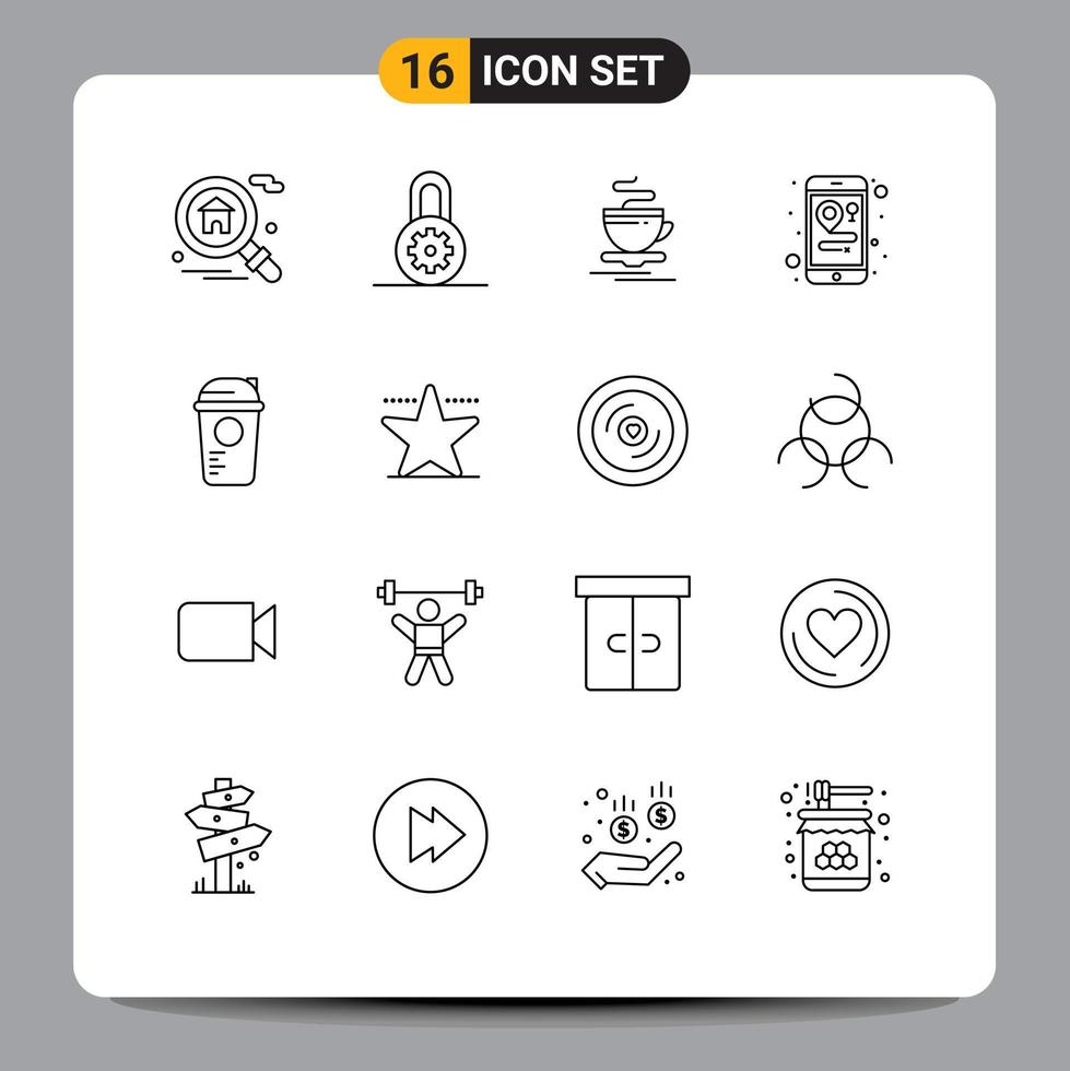 Universal Icon Symbols Group of 16 Modern Outlines of thermo recreation hot game mobile Editable Vector Design Elements