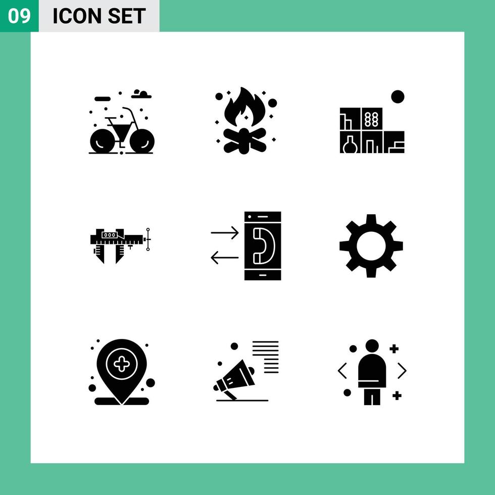 Set of 9 Commercial Solid Glyphs pack for communication scale home repair measure Editable Vector Design Elements