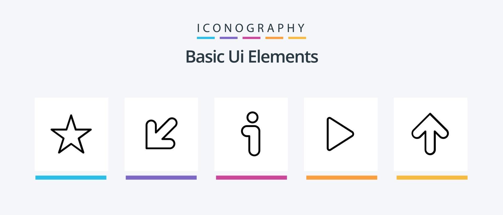Basic Ui Elements Line 5 Icon Pack Including pin. map. less. video. media. Creative Icons Design vector