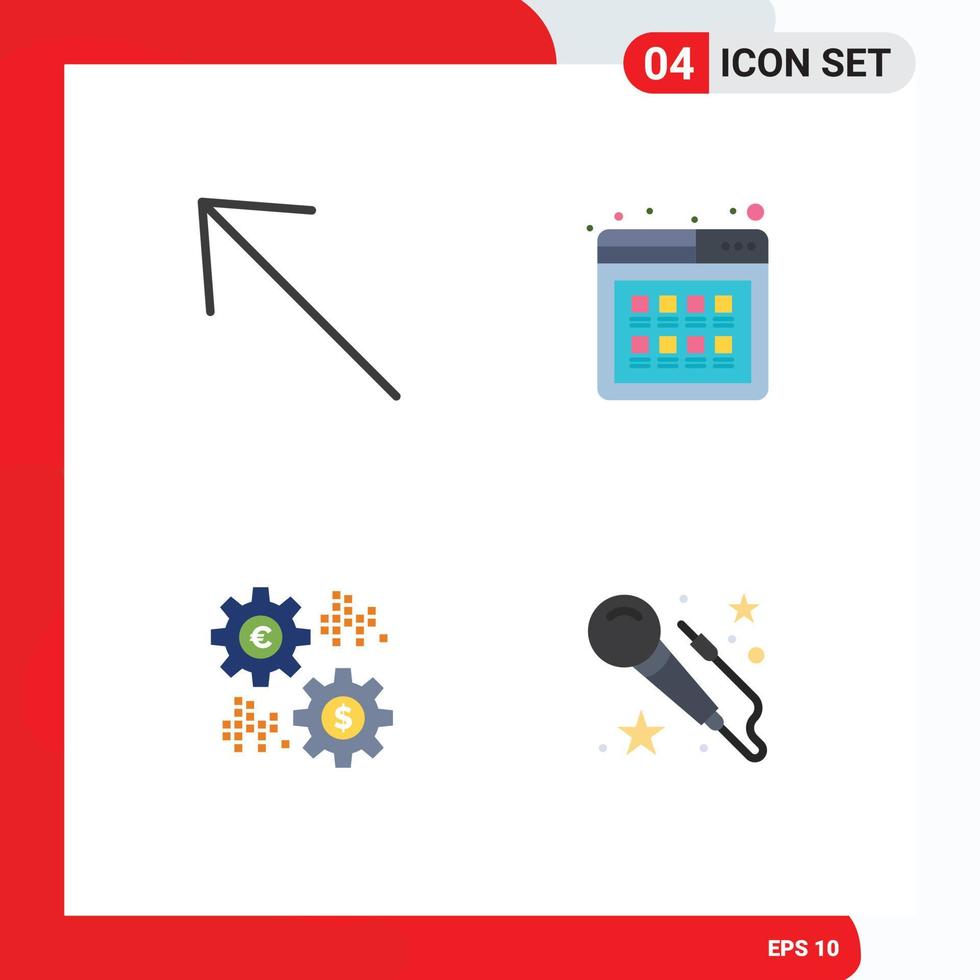Set of 4 Commercial Flat Icons pack for arrow money buy purchase rate Editable Vector Design Elements