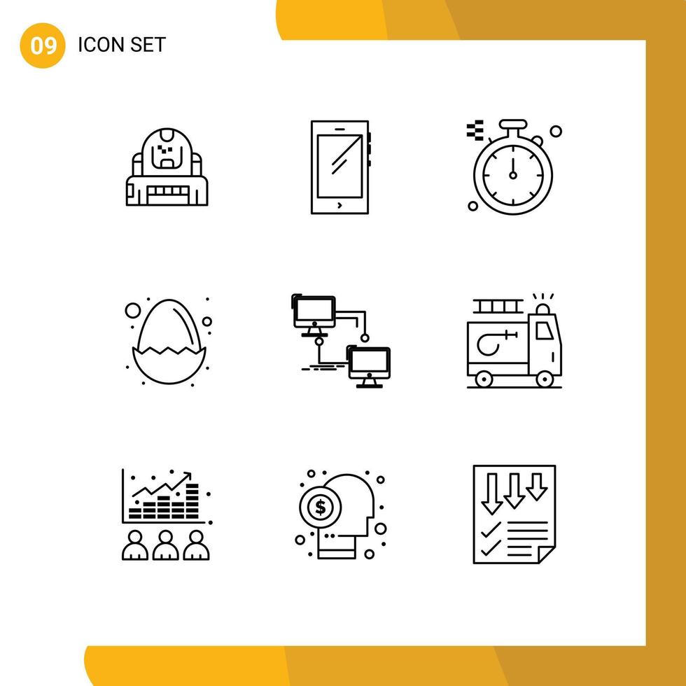 Outline Pack of 9 Universal Symbols of local egg android easter north Editable Vector Design Elements