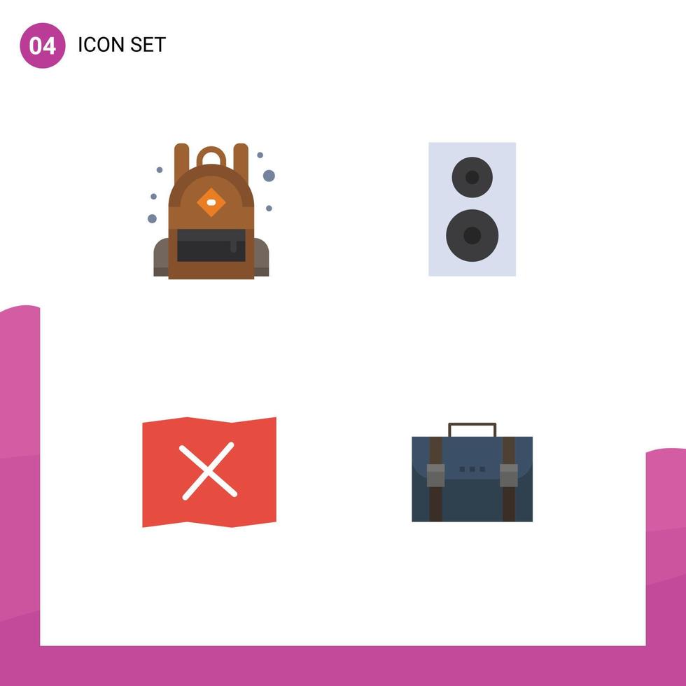 paquete de iconos de vector de stock de 4 signos y símbolos de línea para dispositivos de mapa de bolsa maletín de altavoz elementos de diseño de vector editables
