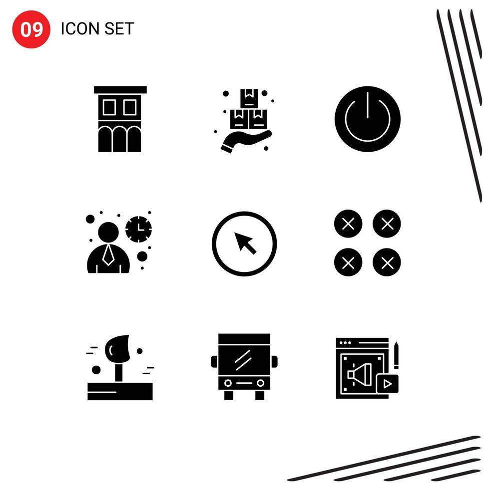 9 Thematic Vector Solid Glyphs and Editable Symbols of user interface monday ui on Editable Vector Design Elements